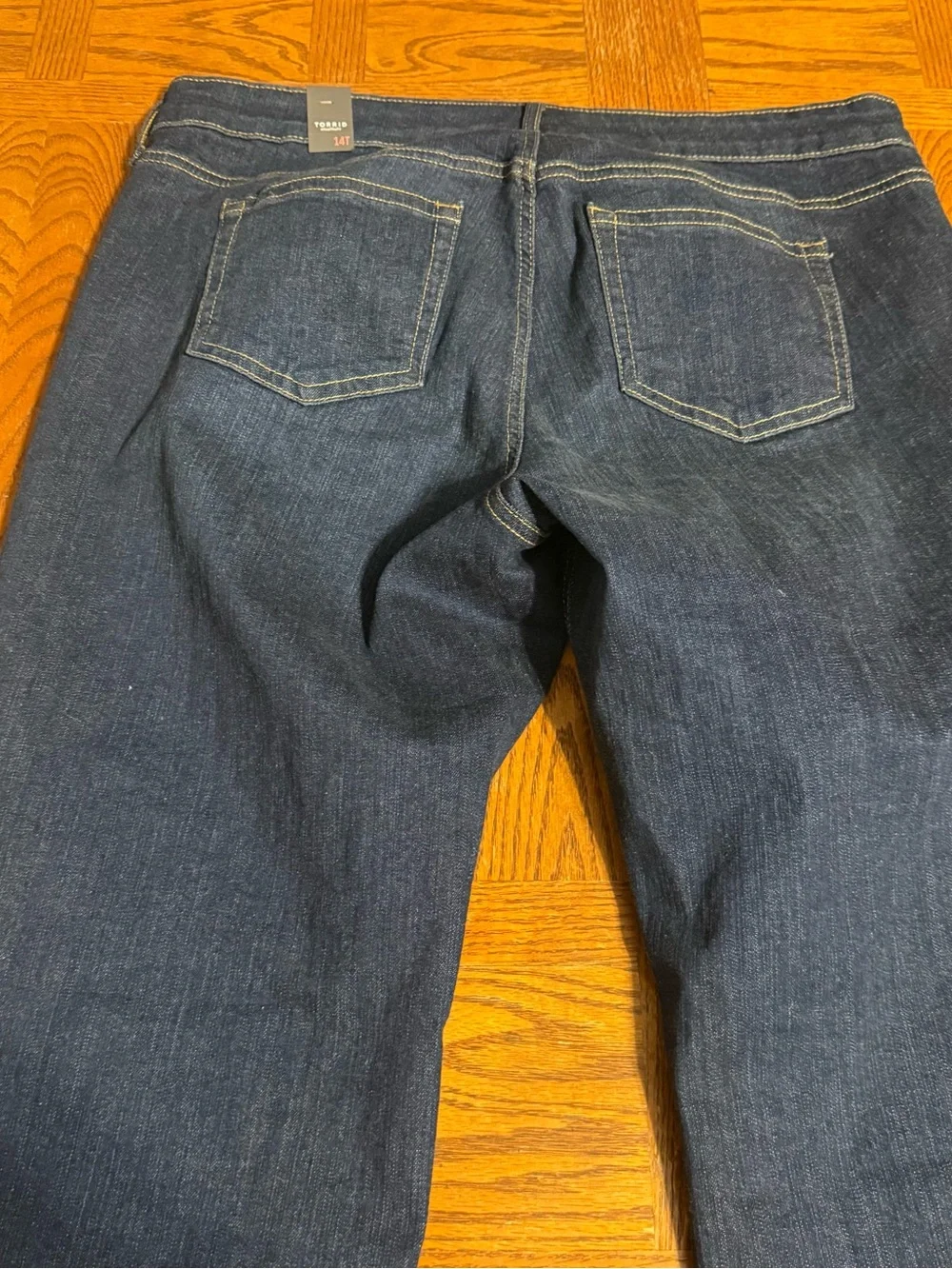 Torrid Low Rise Baggy Flare Vintage Stretch Dark Wash Denim Jeans Sz 14 Tall NWT